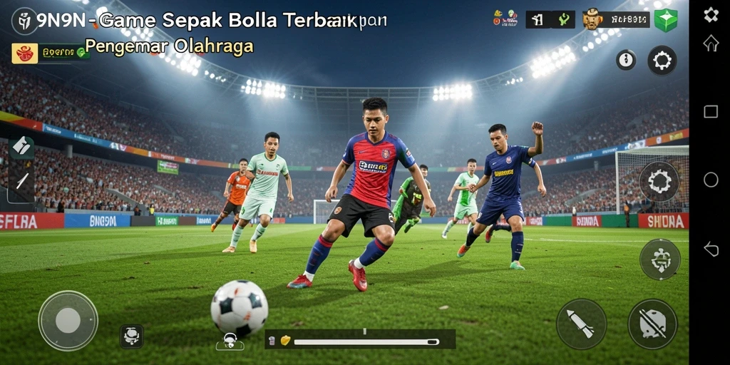 Screenshot menampilkan aksi permainan sepak bola yang mendebarkan.