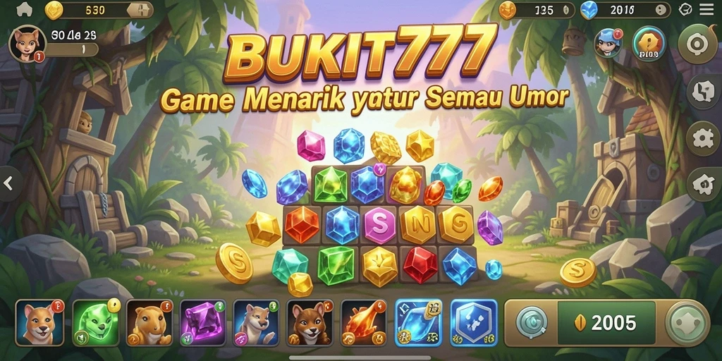 Tampilan gameplay BUKIT777 yang menarik dan penuh warna.