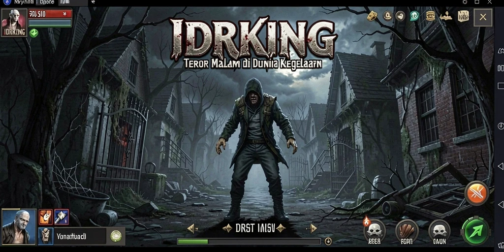 Tampilan gameplay menakutkan dari IDRKING dengan suasana kegelapan yang mencekam.