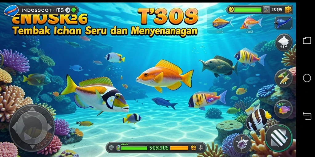 Screenshot gameplay INDOSLOT303 dengan aksi menembak ikan yang seru.