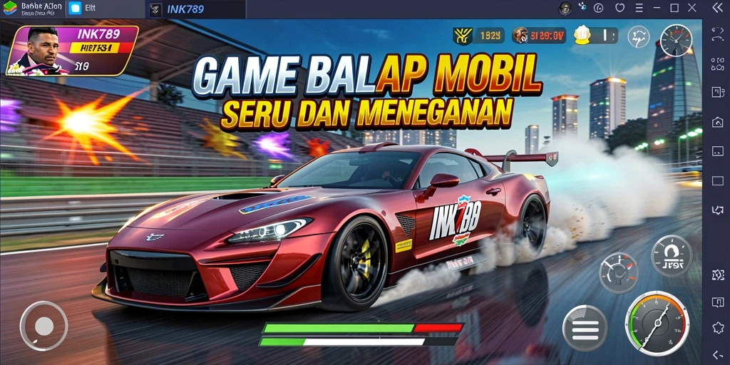Screenshot gameplay INK789 yang menunjukkan balapan mendebarkan.