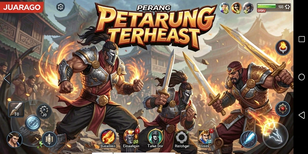 Screenshot gameplay JUARAGO, menampilkan aksi bertarung yang intens.
