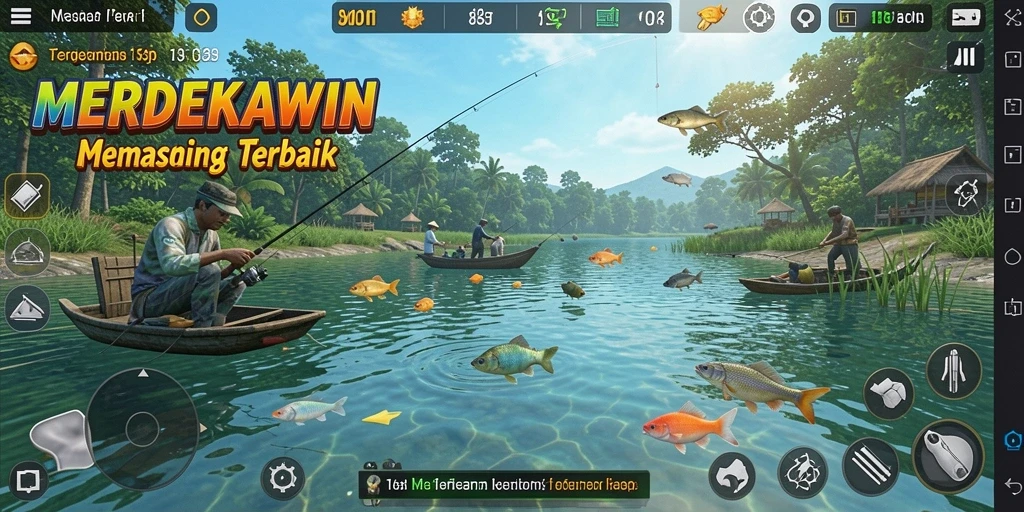 Tangkapan besar di MERDEKAWIN saat gameplay memancing.