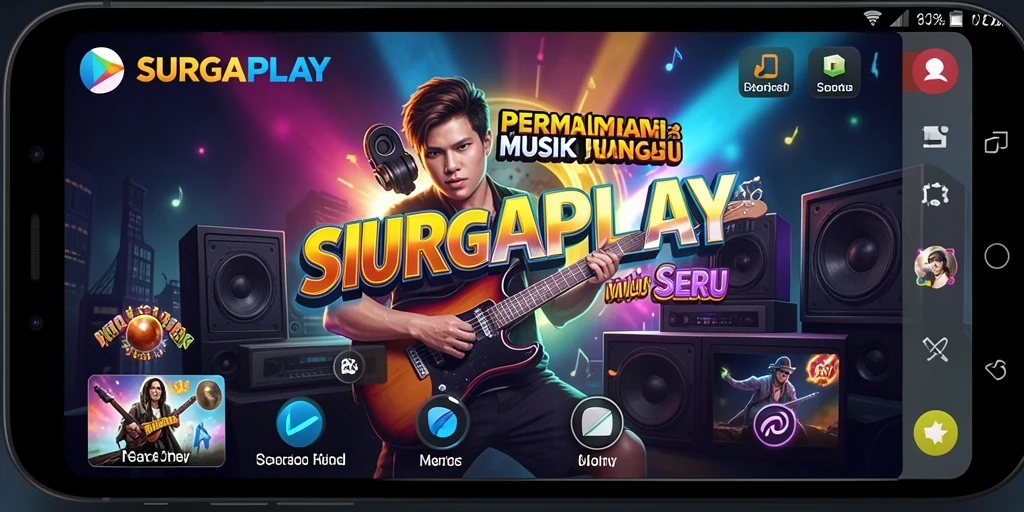 Tampilan seru gameplay SURGAPLAY dengan banyak pilihan lagu.