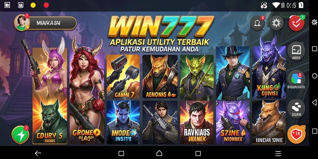 Screenshot utama WIN777 menampilkan antarmuka aplikasi Utility yang menarik.